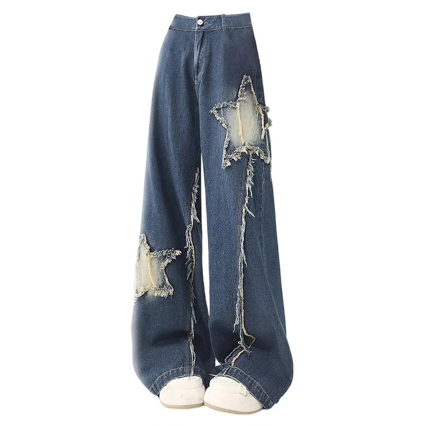 Star Patch Wide Leg Jeans