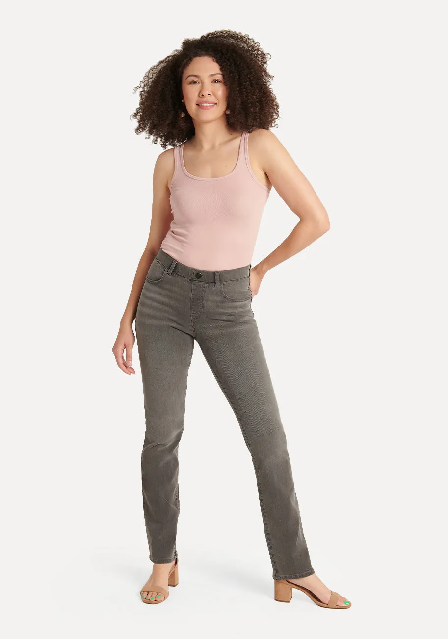 Straight-Leg | 4-Pocket Betabrand Yoga Denim (Rinsed Gray)