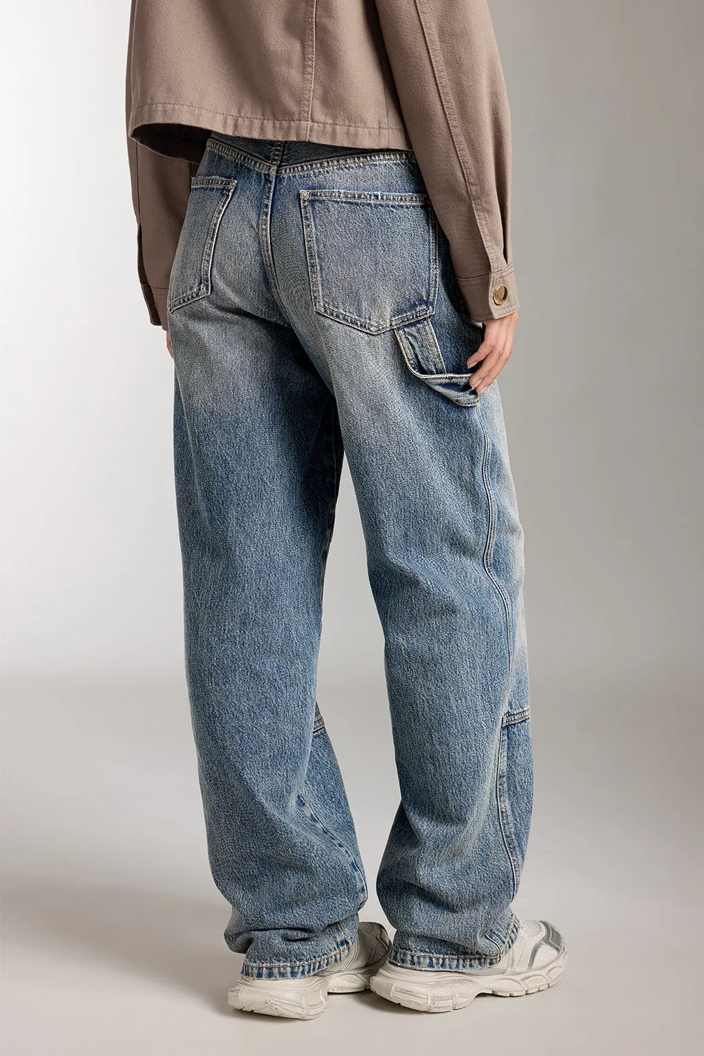 Stylish Wide Leg Jeans With Patch Design