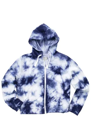 Tie Dye French Terry Zip Up Hoodie In Blue