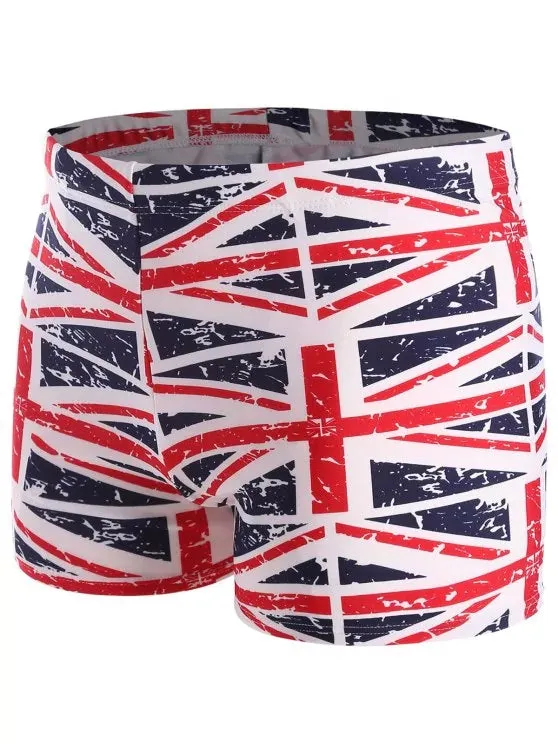 Trendy Distressed Flag Swim Trunks