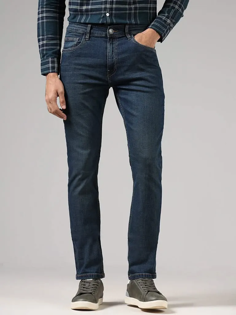 WES Casuals Solid Light Blue Denim Slim - Fit Mid - Rise Jeans