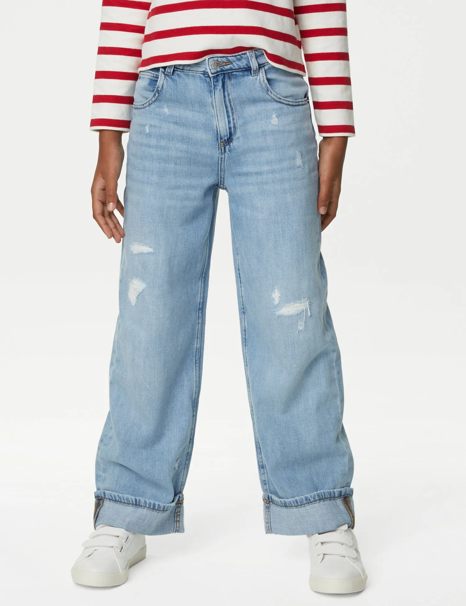 Wide Leg Turn Up Jeans